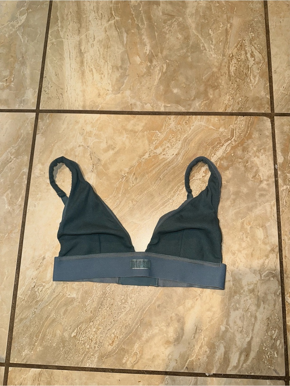 Blue/Grey SKIMS Cotton Rib Plunge Bralette Size S
